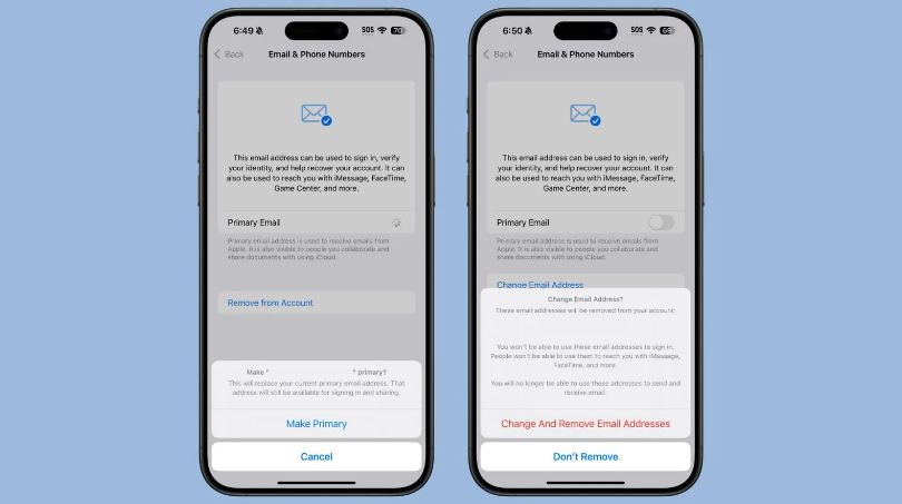 鲅鱼圈苹果手机维修分享苹果 iOS 18.1 支持设置“主要”邮箱地址并更改 iCloud 邮箱 