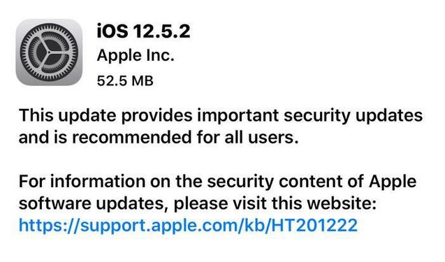 鲅鱼圈苹果手机维修分享iOS12.5.2发布，建议所有老苹果用户安装 